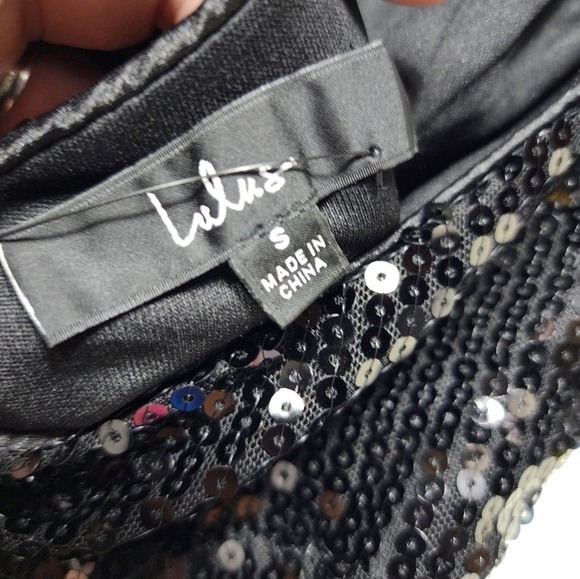 Lulus Pretty Sensational Black Sequin Rosette Halter Maxi Dress S Wedding Party - Picture 11 of 11